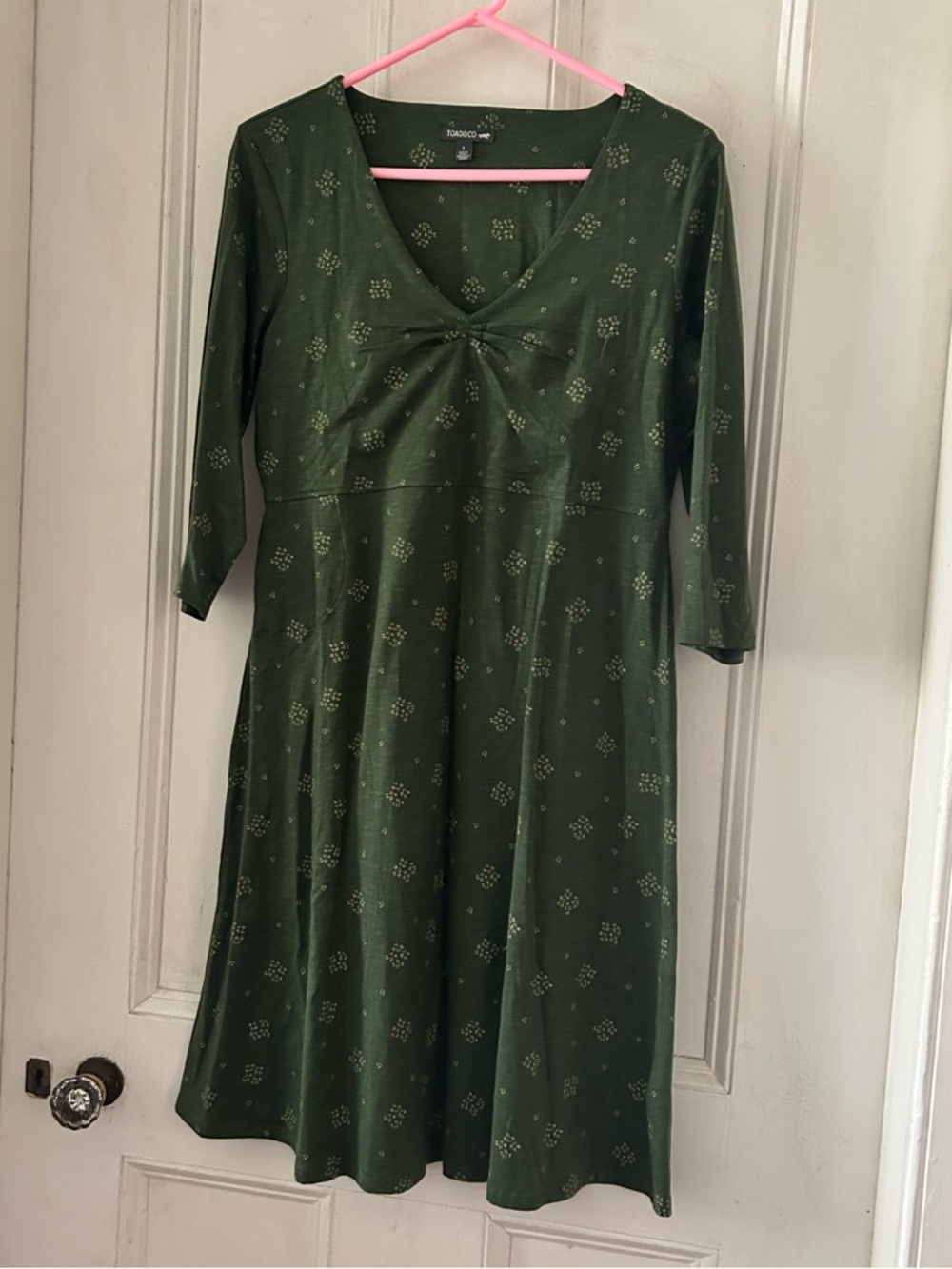 Toad&Co Forest Green V-Neck Long Sleeve A-Line Dress